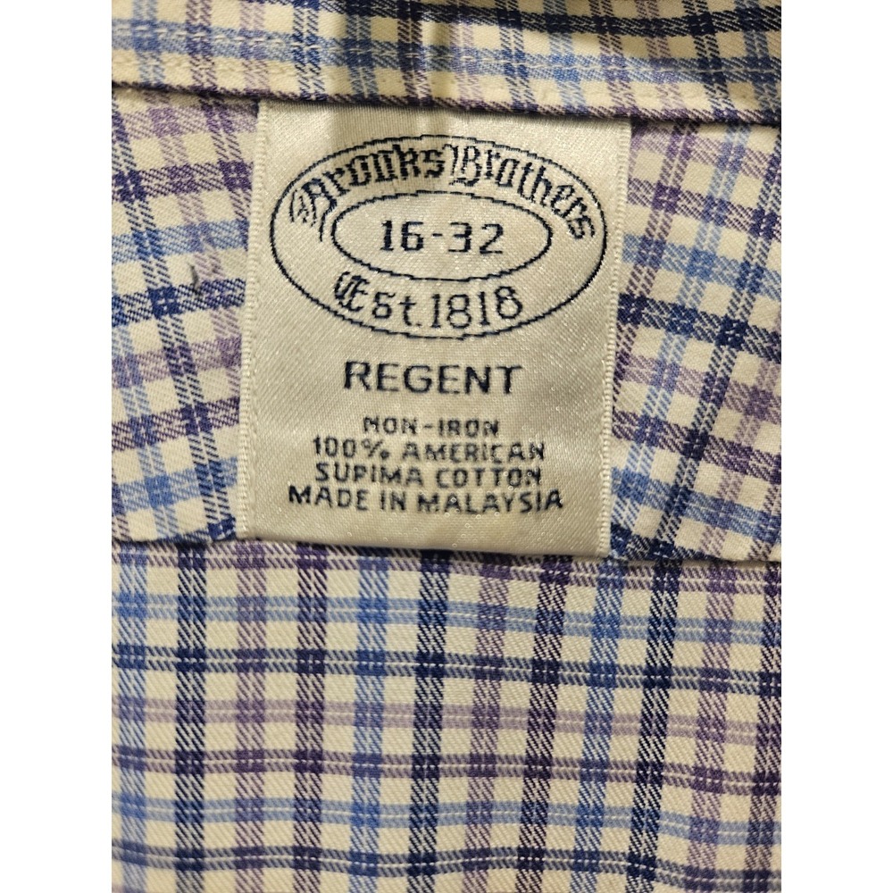 Brooks Brothers Regent 16-32‎ Plaid Supima Cotton Non-Iron Dress Shirt - Picture 4 of 6